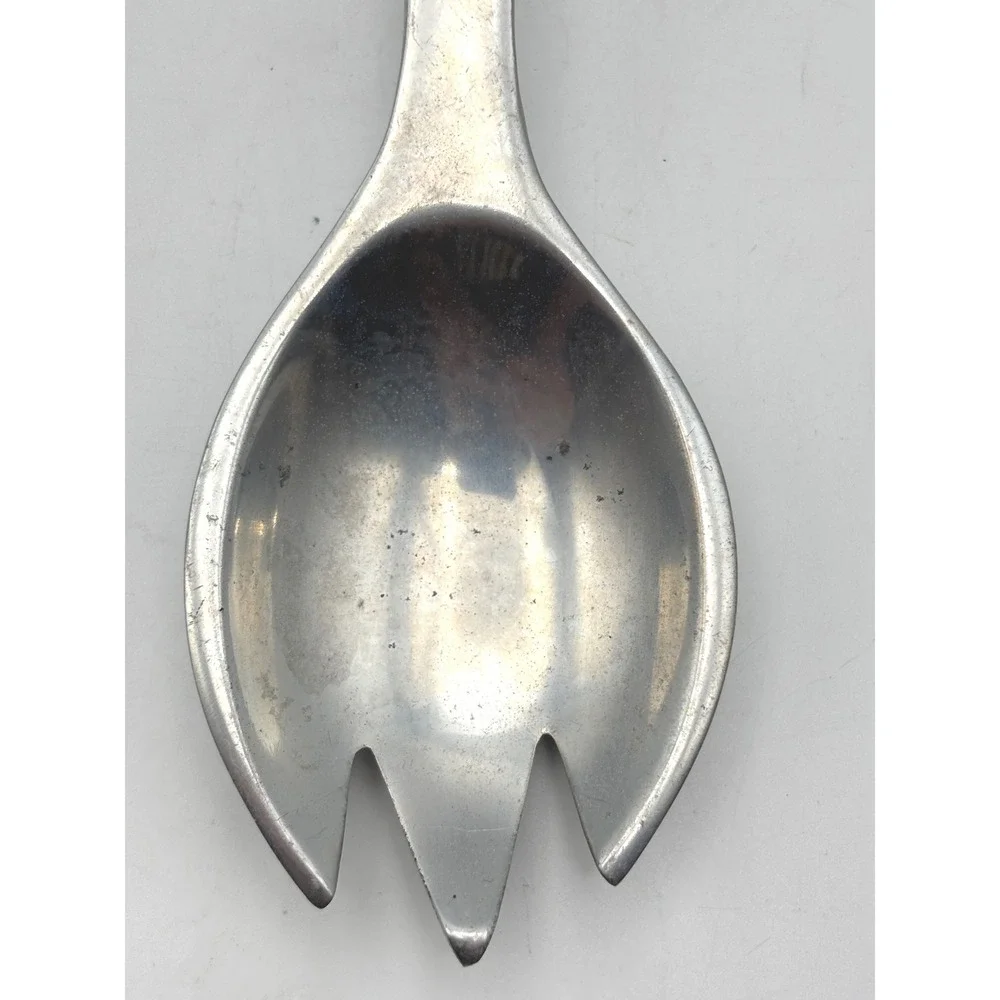Vintage Aluminum Salad Serving Spork Long Handle Mid Century Modern 10.25in